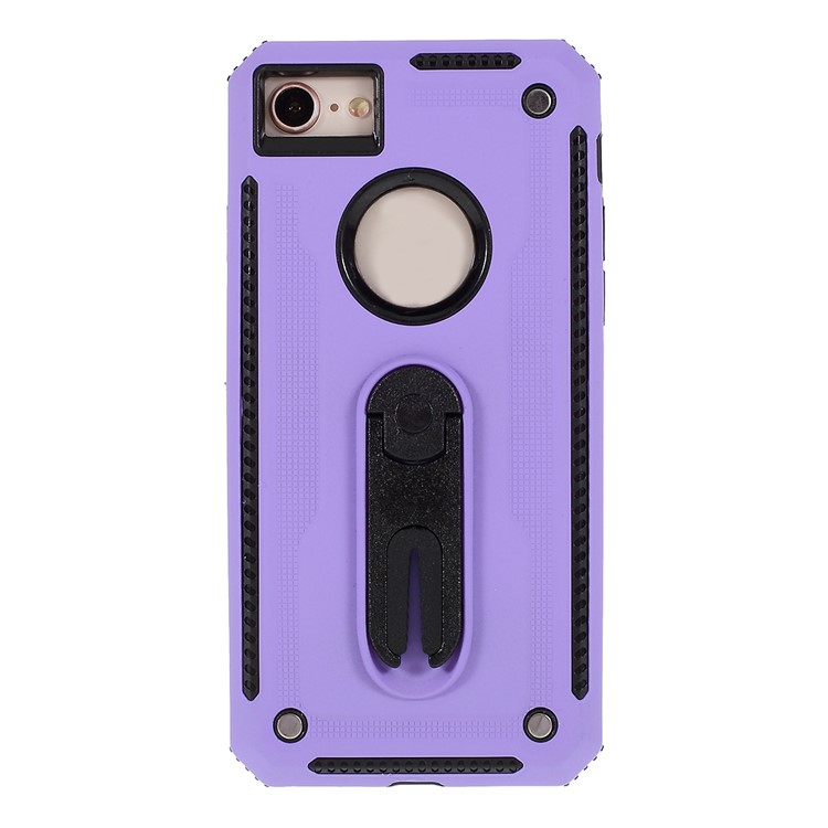 Air Outlet Shockproof Kickstand PC + TPU Protective Phone Case for iPhone 8/7/iPhone SE 2 (2020) - Purple-1