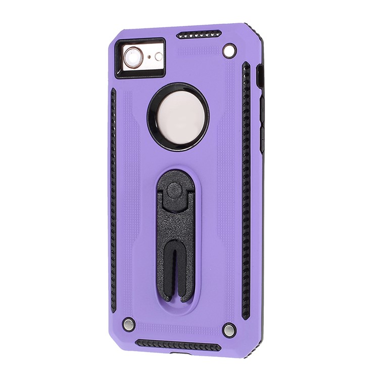 Air Outlet Shockproof Kickstand PC + TPU Protective Phone Case for iPhone 8/7/iPhone SE 2 (2020) - Purple-2