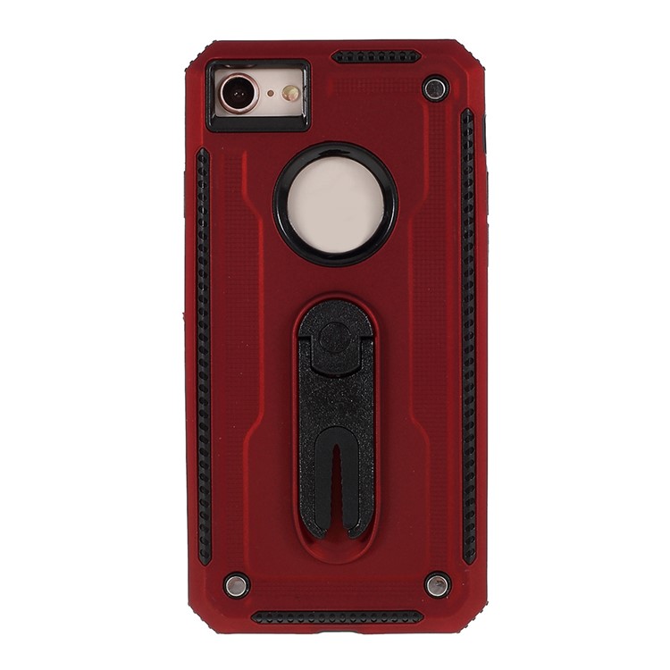 Air Outlet Shockproof Kickstand PC + TPU Protective Phone Case for iPhone 8/7/iPhone SE 2 (2020) - Red-1