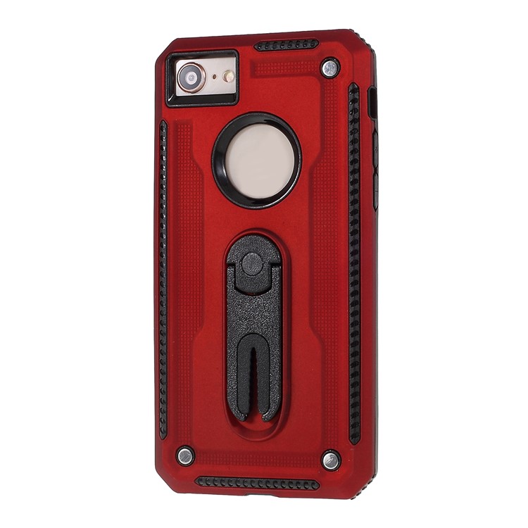 Air Outlet Shockproof Kickstand PC + TPU Protective Phone Case for iPhone 8/7/iPhone SE 2 (2020) - Red-2