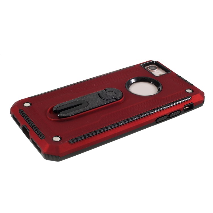 Air Outlet Shockproof Kickstand PC + TPU Protective Phone Case for iPhone 8/7/iPhone SE 2 (2020) - Red-3