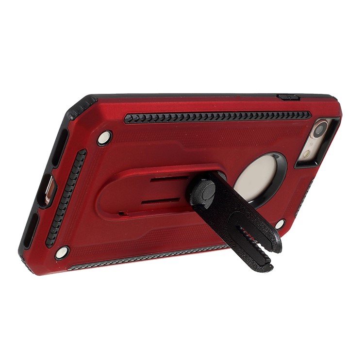 Air Outlet Shockproof Kickstand PC + TPU Protective Phone Case for iPhone 8/7/iPhone SE 2 (2020) - Red-4
