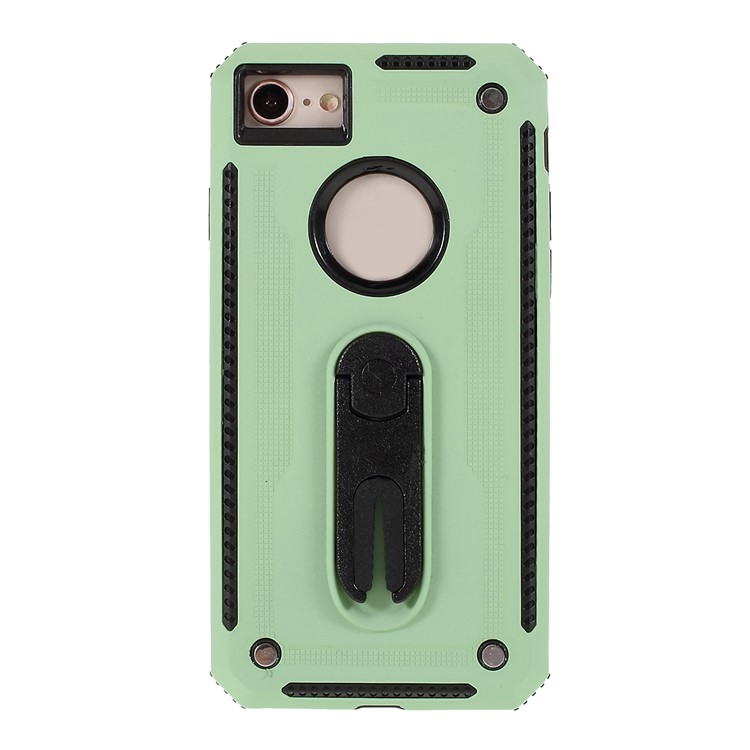 Air Outlet Shockproof Kickstand PC + TPU Protective Phone Case for iPhone 8/7/iPhone SE 2 (2020) - Green-1