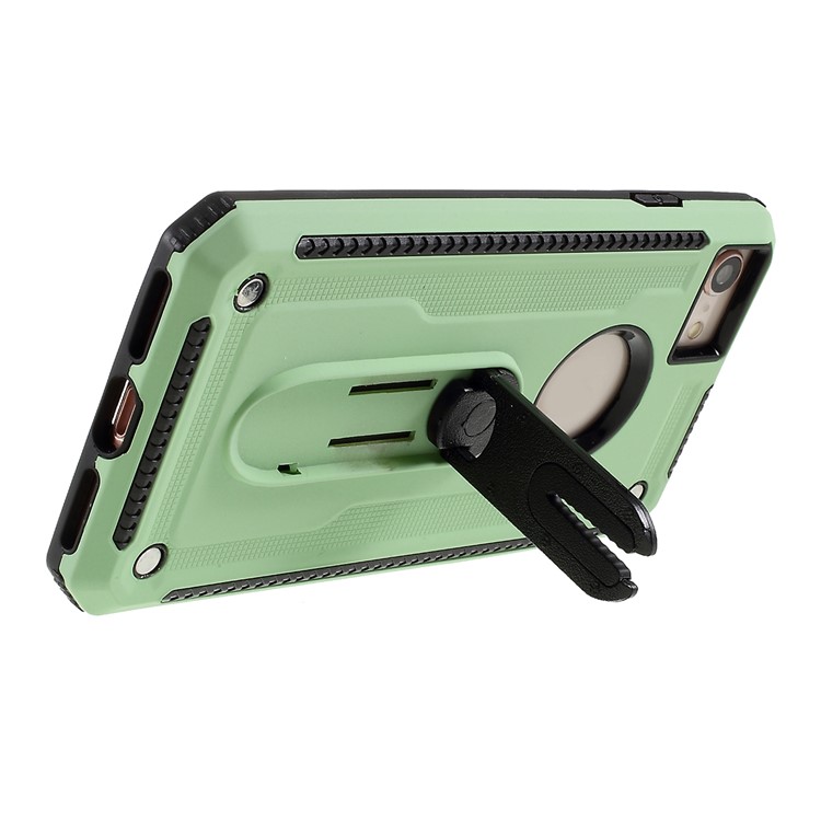 Air Outlet Shockproof Kickstand PC + TPU Protective Phone Case for iPhone 8/7/iPhone SE 2 (2020) - Green-4