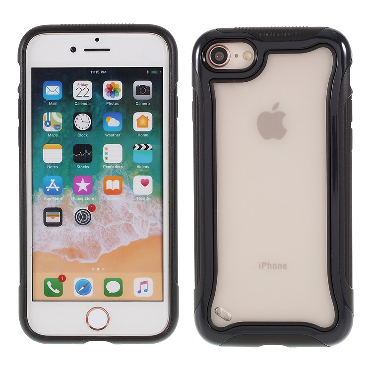 Matte Texture 3-in-1 PC + TPU Hybrid Phone Case for iPhone 7/8 - Black-1