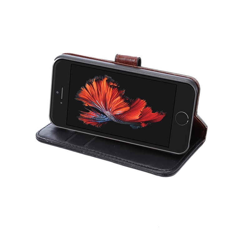 Für Iphone SE 5s 5 Crazy Horse Brieftasche Stehen Ledertasche - Schwarz-6