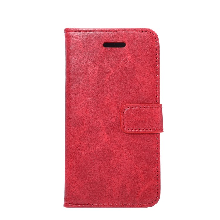 Für iPhone SE 5s 5 Crazy Pferd Brieftasche Stand Leder Cover - Rot-2