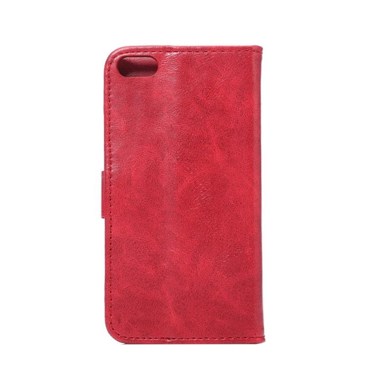 Für iPhone SE 5s 5 Crazy Pferd Brieftasche Stand Leder Cover - Rot-3