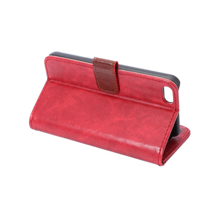 Für iPhone SE 5s 5 Crazy Pferd Brieftasche Stand Leder Cover - Rot-5