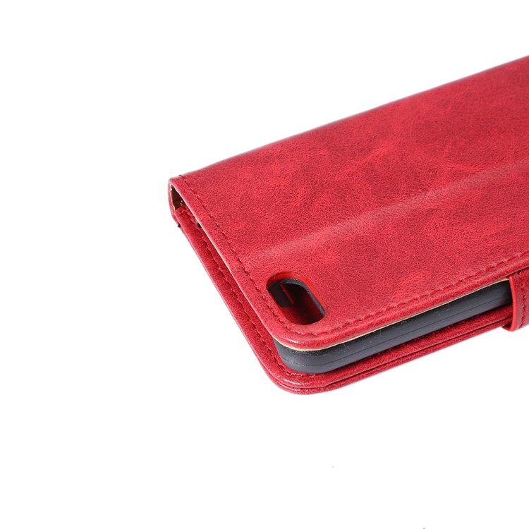 Für iPhone SE 5s 5 Crazy Pferd Brieftasche Stand Leder Cover - Rot-7