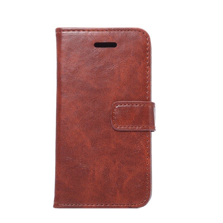 For iPhone SE 5s 5 Crazy Horse Card Holder Stand Leather Case - Brown-2