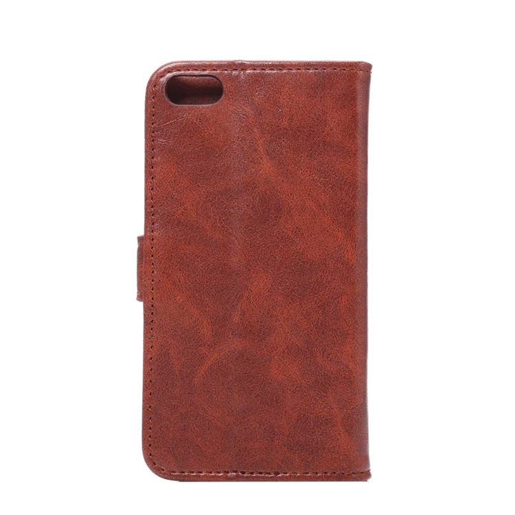 For iPhone SE 5s 5 Crazy Horse Card Holder Stand Leather Case - Brown-3