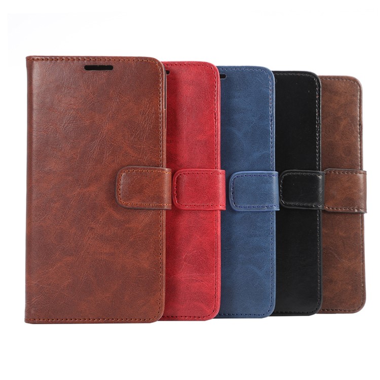 For iPhone SE 5s 5 Crazy Horse Card Holder Stand Leather Case - Brown-8