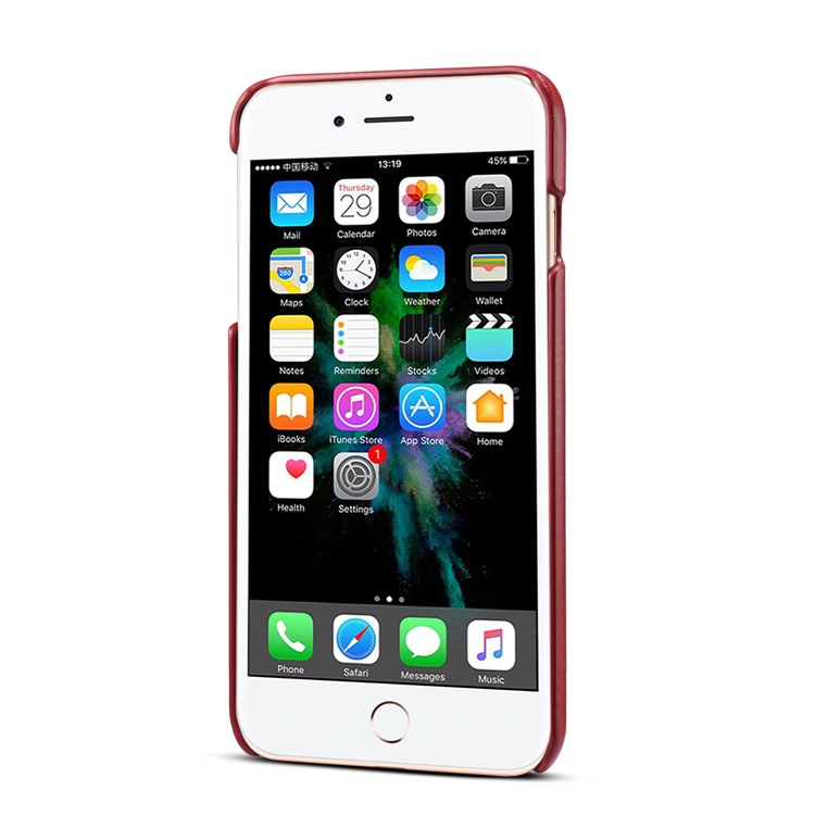 PEELCAS PCK012 Series Dual Card Holders Leather Coated PC Hard Shell for iPhone 8/7 Plus 5.5 inch - Red-2