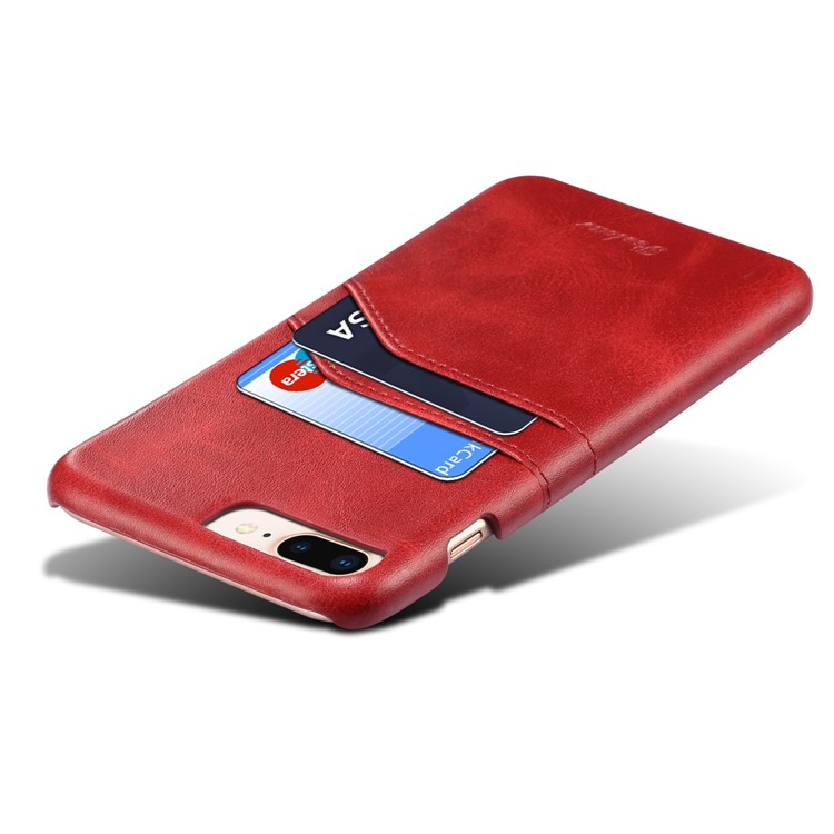 PEELCAS PCK012 Series Dual Card Holders Leather Coated PC Hard Shell for iPhone 8/7 Plus 5.5 inch - Red-3