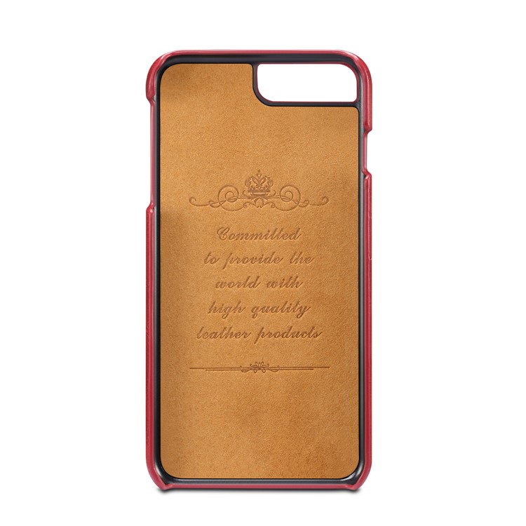 PEELCAS PCK012 Series Dual Card Holders Leather Coated PC Hard Shell for iPhone 8/7 Plus 5.5 inch - Red-4