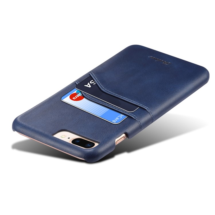 PEELCAS PCK012 Series Dual Card Holders Leather Coated PC Hard Shell for iPhone 8/7 Plus 5.5 inch - Dark Blue-3