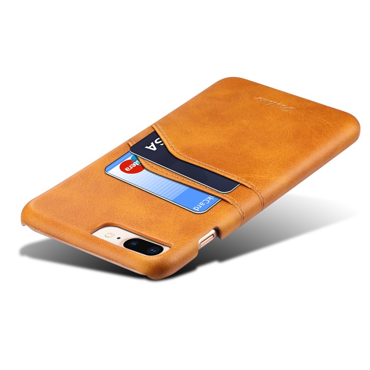 PEELCAS PCK012 Series Dual Card Holders Leather Coated PC Hard Shell for iPhone 8/7 Plus 5.5 inch - Brown-3