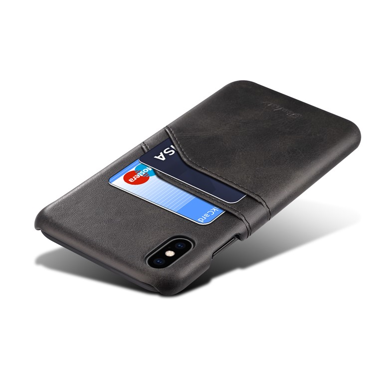 PEELCAS PCK012 Serie Dual-Kartenhalter-Leder Beschichtet PC Harter Fall Für Iphone X / XS 5,8 Zoll - Schwarz-4