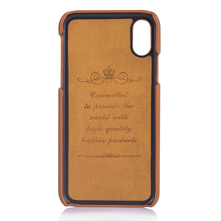 PEELCAS PCK012 Series Dual Card Holders Leather Coated PC Hard Case for iPhone X/XS 5.8 inch - Brown-4
