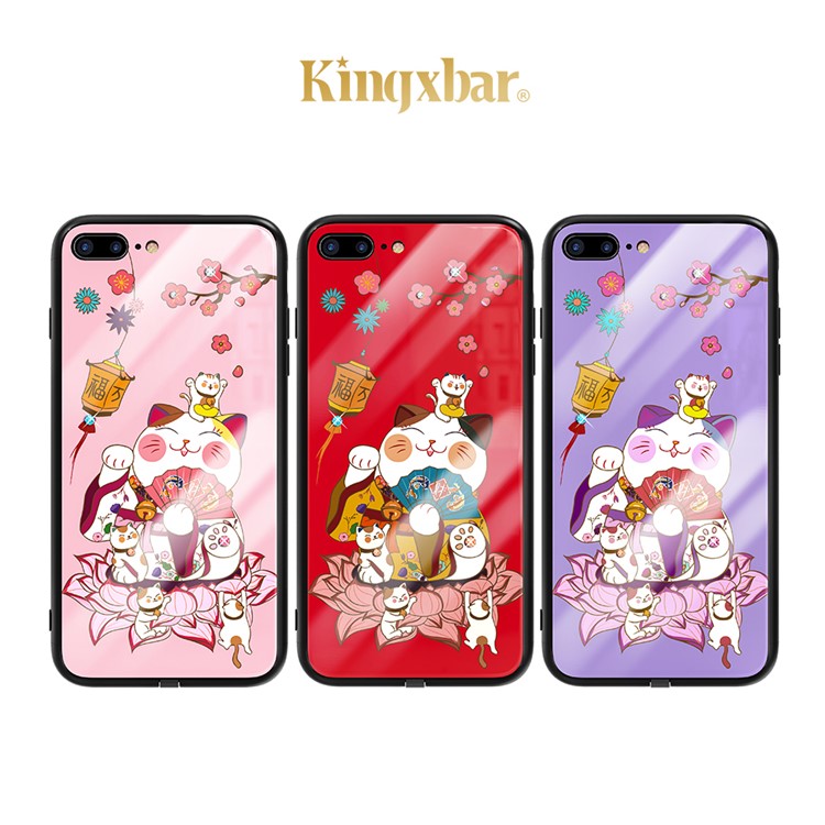 KINGXBAR Palace Series TPU Frame + Tempered Glass Back Case for iPhone 8 Plus/7 Plus 5.5 inch-2