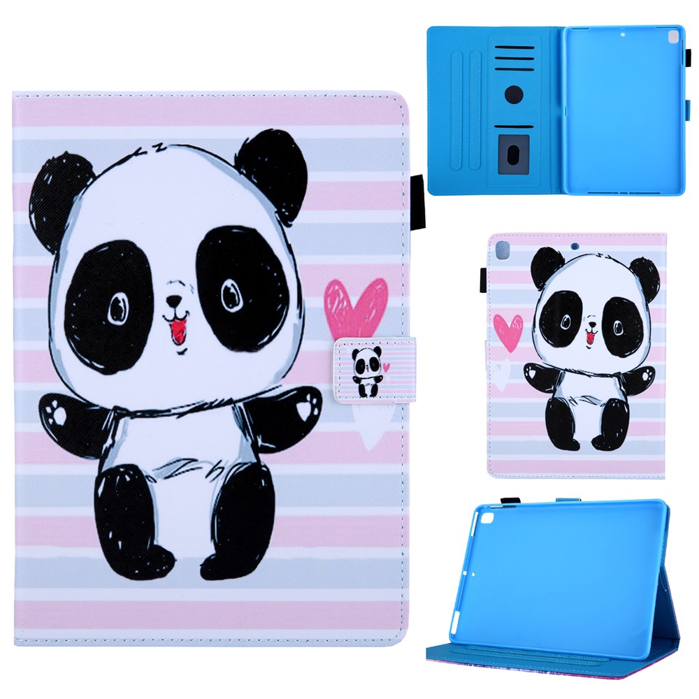 Pattern Printing Card Slots Stand Leather Tablet Case for iPad 10.2 (2021)/(2020)/(2019) - Cute Panda
