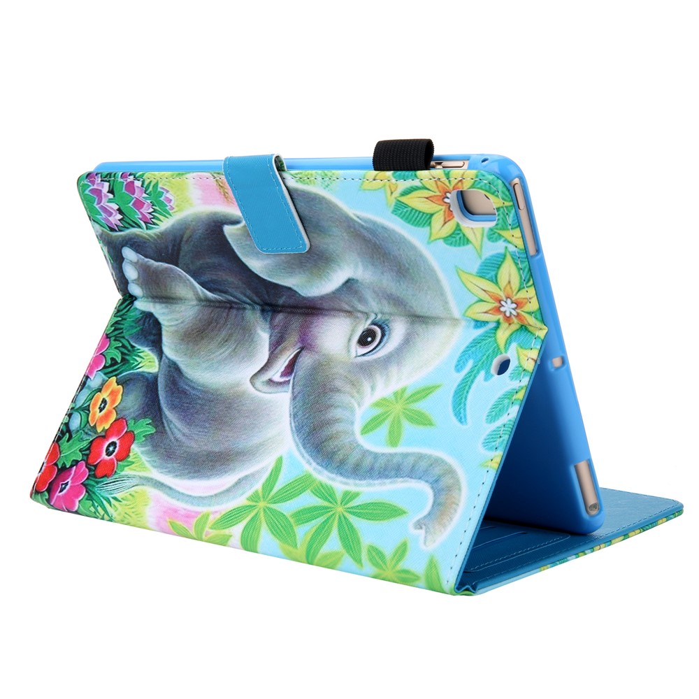 Patterned Leather Stand Card Holder Tablet Case for iPad 9.7-inch (2018)/(2017)/Air 2/Air (2013) - Elephant-4