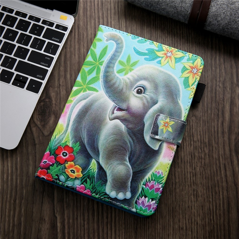 Patterned Leather Stand Card Holder Tablet Case for iPad 9.7-inch (2018)/(2017)/Air 2/Air (2013) - Elephant-6