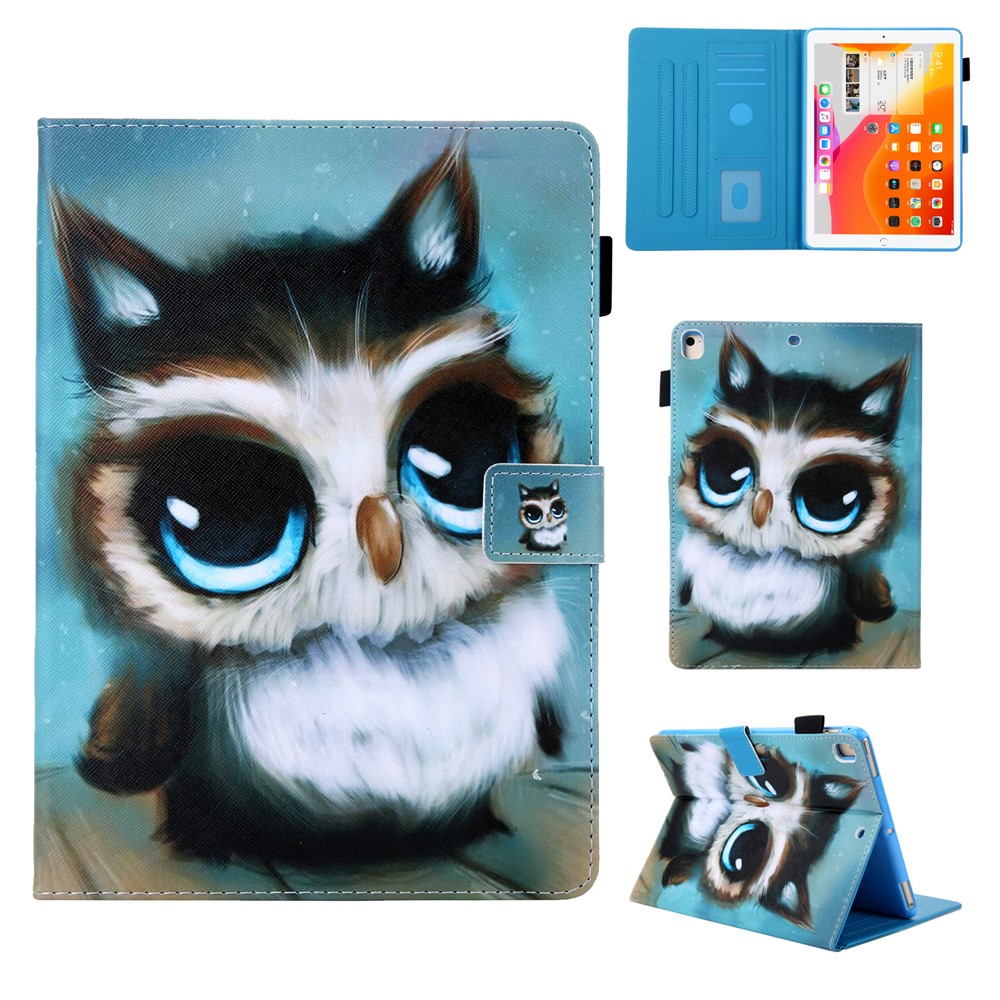 Patterned Leather Stand Card Holder Tablet Case for iPad 9.7-inch (2018)/(2017)/Air 2/Air (2013) - Owl
