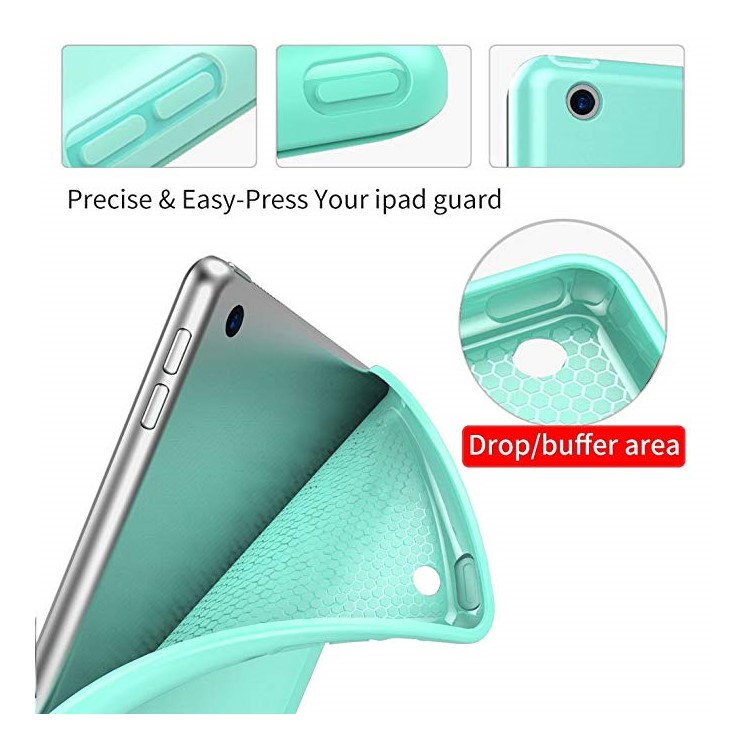 Soft TPU Back Case Leather Flip Tablet Cover for iPad 9.7-inch (2018)/(2017) - Green-3