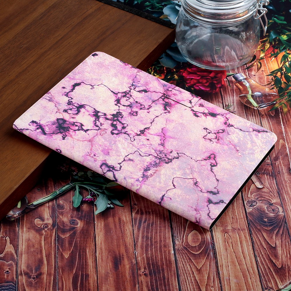 Pattern Printing Leather Stand Tablet Casing with Card Holder for iPad 10.2 (2019) - Purple Marble-10