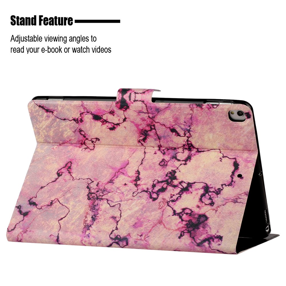 Pattern Printing Leather Stand Tablet Casing with Card Holder for iPad 10.2 (2019) - Purple Marble-9