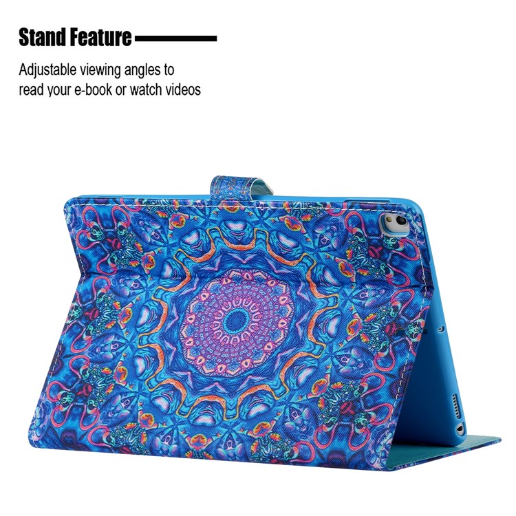 Patterned Leather Card Holder Stand Tablet Protective Casing for iPad 10.2 (2019) - Purple Kaleidoscope-7