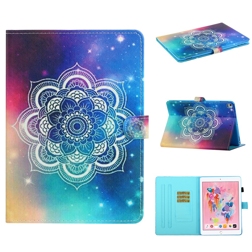 Patterned Leather Card Holder Stand Tablet Protective Casing for iPad 10.2 (2021)/(2020)/(2019) - Stars Decor Flower