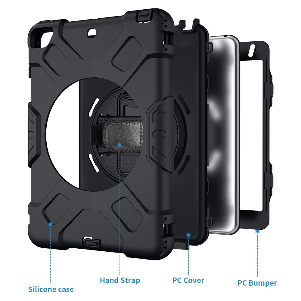 Rotating Kickstand PC + Silicone Tablet Hybrid Case with Hand Strap Shoulder Strap for iPad mini 4/mini (2019) 7.9 inch-13