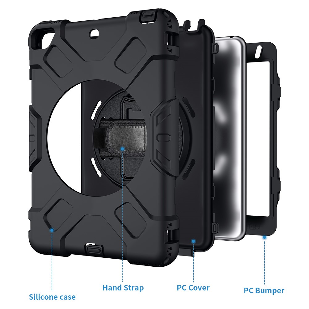 Rotierende Kickstand -pc + Silicon Tablet Hybrid -hülle Mit Handgurt Schultergurt Für Ipad Mini 4/mini (2019) 7,9 Zoll