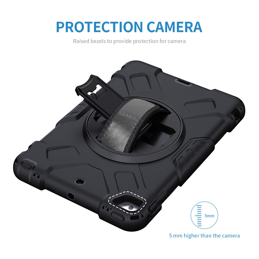 Rotating Kickstand PC + Silicone Tablet Hybrid Case with Hand Strap Shoulder Strap for iPad mini 4/mini (2019) 7.9 inch-15