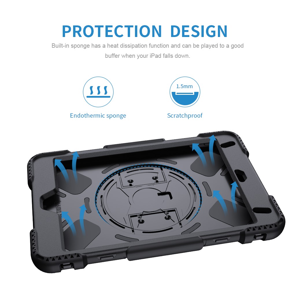 Rotating Kickstand PC + Silicone Tablet Hybrid Case with Hand Strap Shoulder Strap for iPad mini 4/mini (2019) 7.9 inch-16