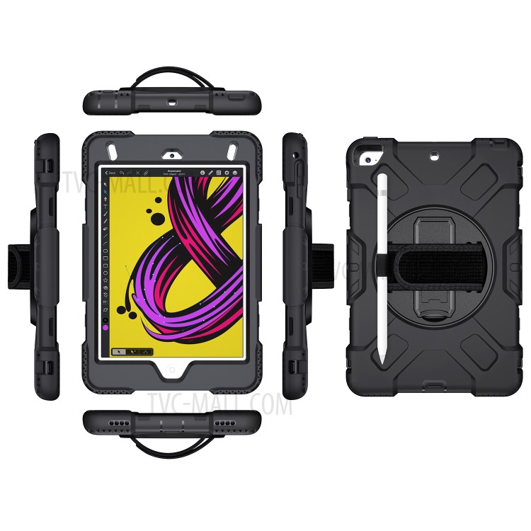 Rotating Kickstand PC + Silicone Tablet Hybrid Case with Hand Strap Shoulder Strap for iPad mini 4/mini (2019) 7.9 inch-21