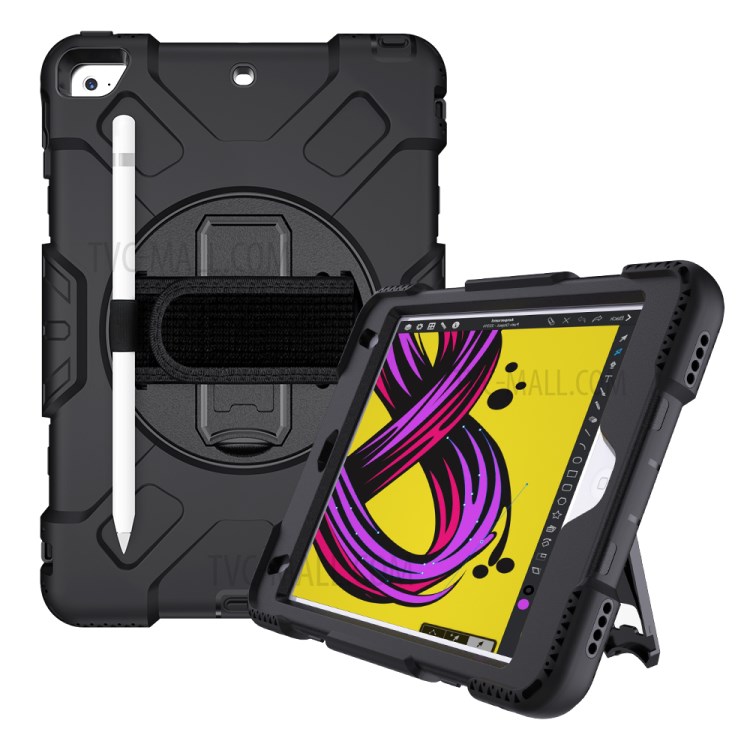 Rotating Kickstand PC + Silicone Tablet Hybrid Case with Hand Strap Shoulder Strap for iPad mini 4/mini (2019) 7.9 inch-24