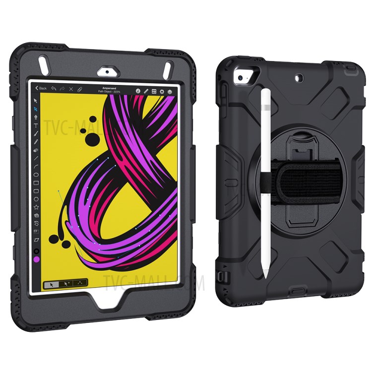 Rotating Kickstand PC + Silicone Tablet Hybrid Case with Hand Strap Shoulder Strap for iPad mini 4/mini (2019) 7.9 inch-26
