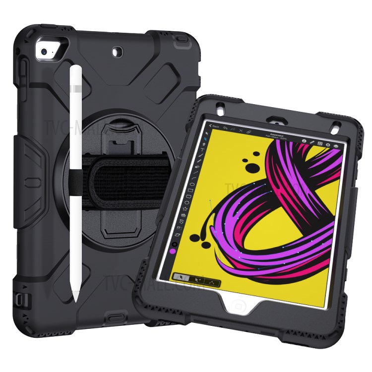 Rotating Kickstand PC + Silicone Tablet Hybrid Case with Hand Strap Shoulder Strap for iPad mini 4/mini (2019) 7.9 inch-27