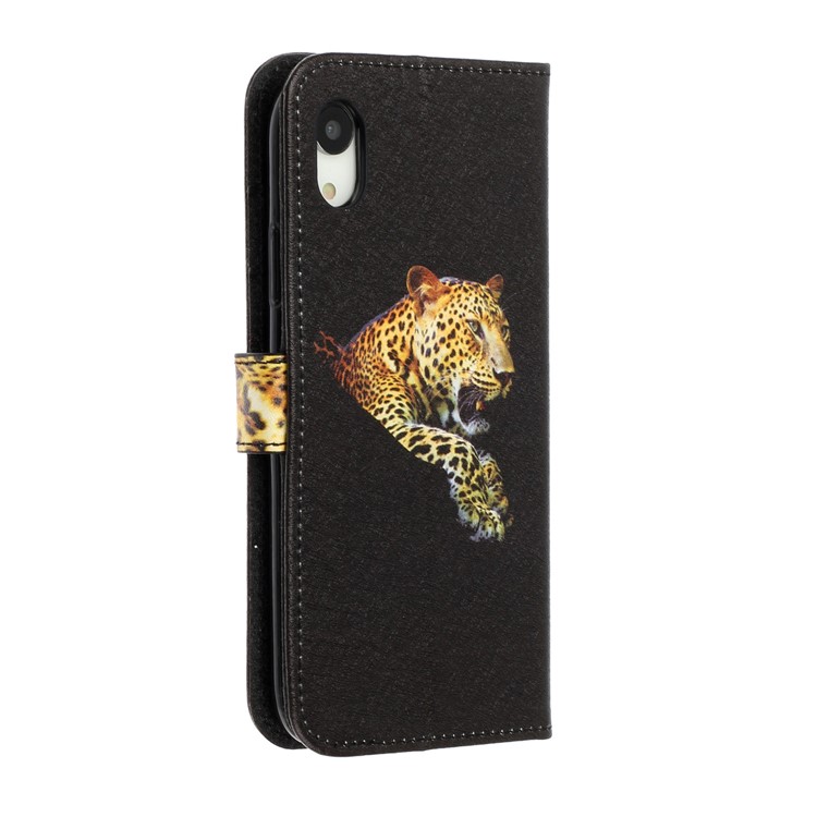 Silk Texture Pattern Printing Wallet Stand Leather Case for iPhone XR 6.1 inch - Black-5