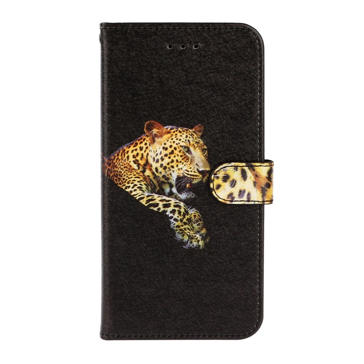 Silk Texture Pattern Printing Wallet Stand Leather Phone Case for iPhone XS Max 6.5 inch - Black-2