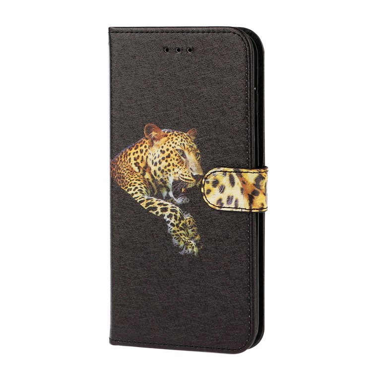 Silk Texture Pattern Printing Wallet Stand Leather Phone Case for iPhone XS Max 6.5 inch - Black-3