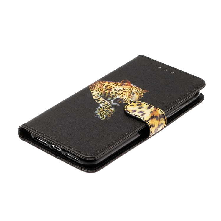 Silk Texture Pattern Printing Wallet Stand Leather Phone Case for iPhone XS Max 6.5 inch - Black-4