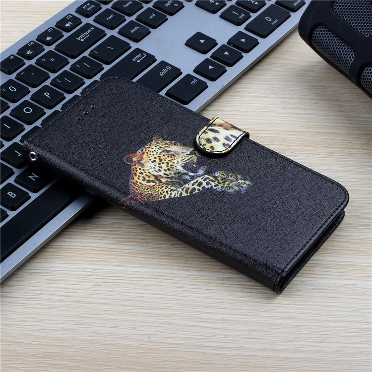 Silk Texture Pattern Printing Wallet Stand Leather Phone Case for iPhone XS Max 6.5 inch - Black-9