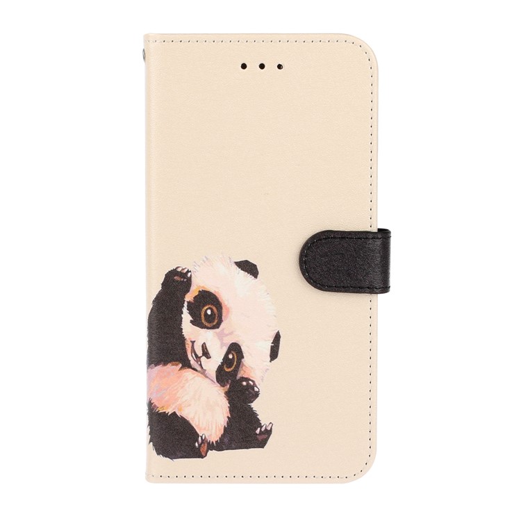 Patrón De Textura De Seda Impresión Soporte De La Carpeta Cubierta De Cuero Para El Iphone X / XS 5.8 Pulgadas - Albaricoque-2