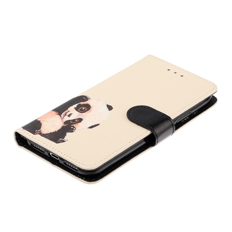 Patrón De Textura De Seda Impresión Soporte De La Carpeta Cubierta De Cuero Para El Iphone X / XS 5.8 Pulgadas - Albaricoque-4
