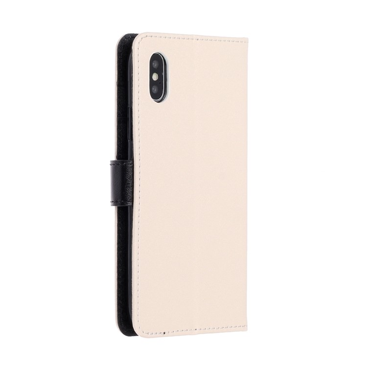 Patrón De Textura De Seda Impresión Soporte De La Carpeta Cubierta De Cuero Para El Iphone X / XS 5.8 Pulgadas - Albaricoque-5